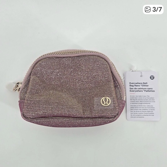 lululemon athletica Handbags - Lululemon wristlet Sparkling Pink Coin Pouch with Gold Accent
